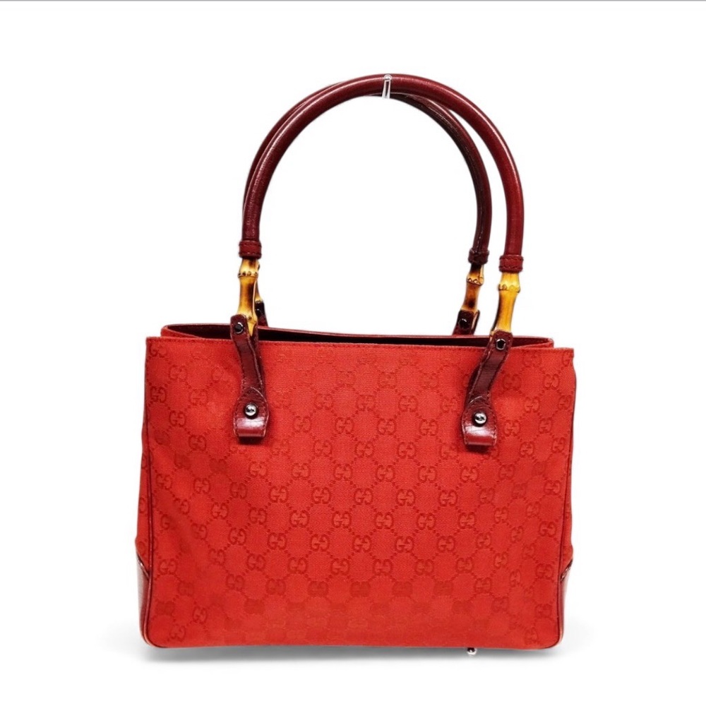 Gucci Scarlet Red Tote with Bamboo Handles-Preowned